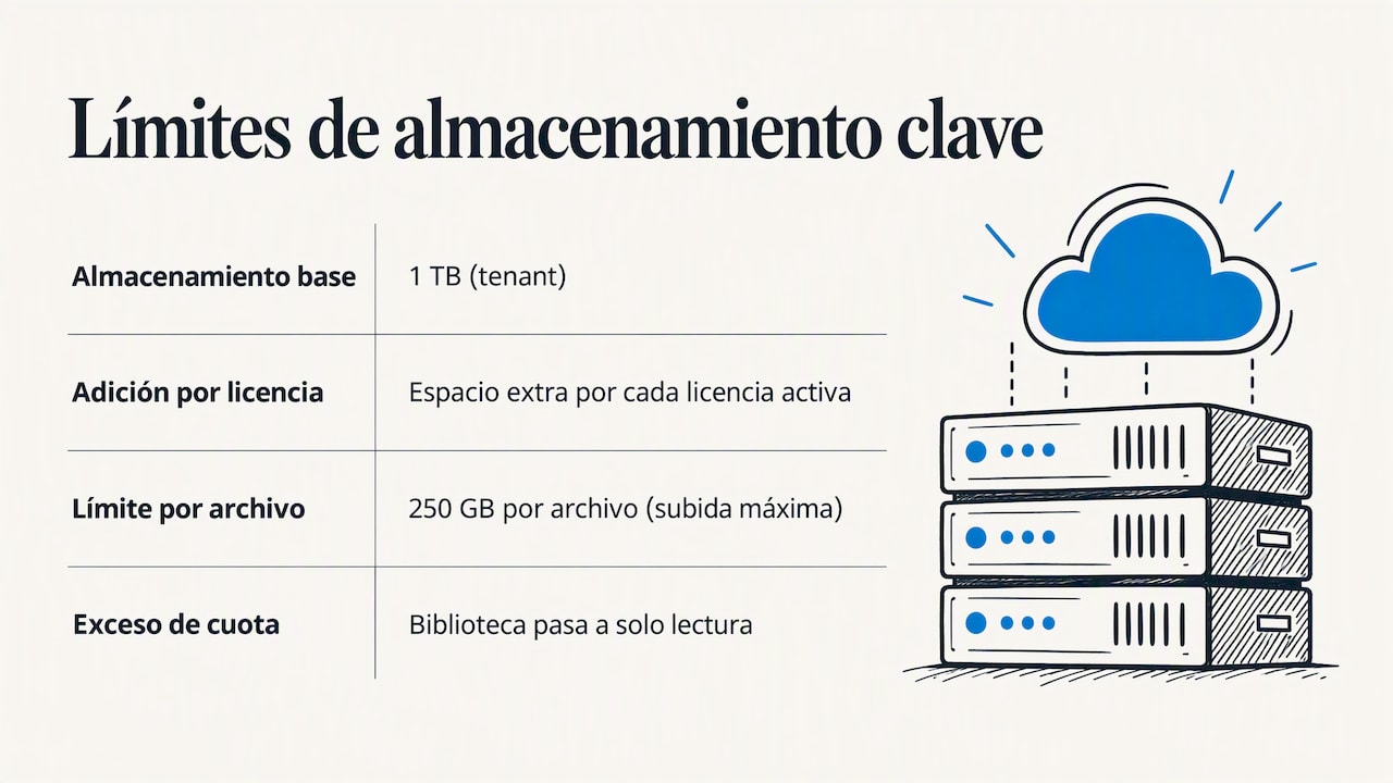 Capacidades y restricciones de almacenamiento para empresas
