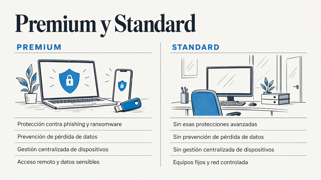 Seguridad y administración: por qué Business Premium puede ser necesario — overview diagram